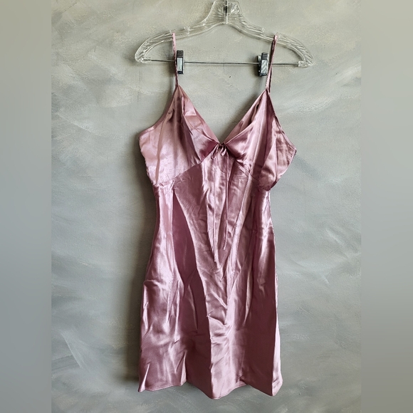 Purple Sateen Chemise Nightgown Mini Mudi Size M - Picture 1 of 12